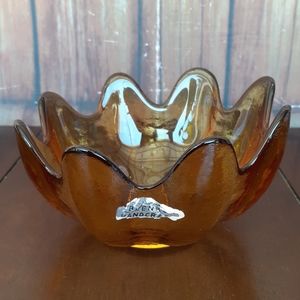 Blenko Amber art glass bowl Vintage